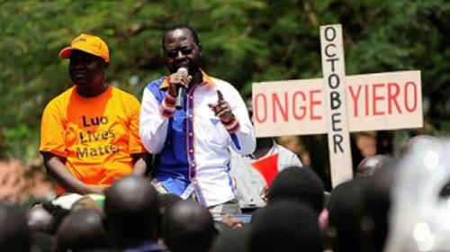 presidential candidate Odinga to boycott the upcoming elections on Oct 24, 2017 in Kisumu, Kenya.