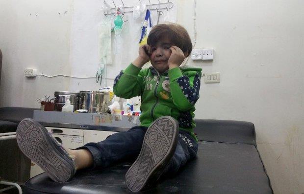  A child gets treatment at a hospital on April 4