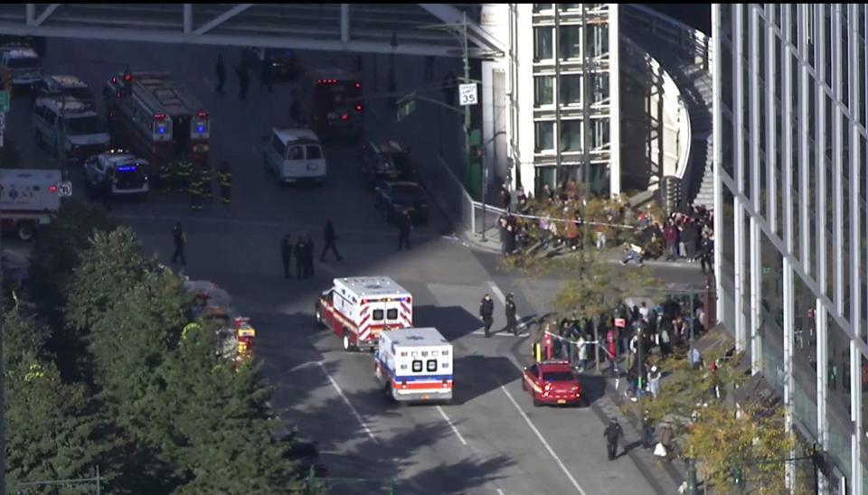 Police and ambulances respond to report of gunfire in New York