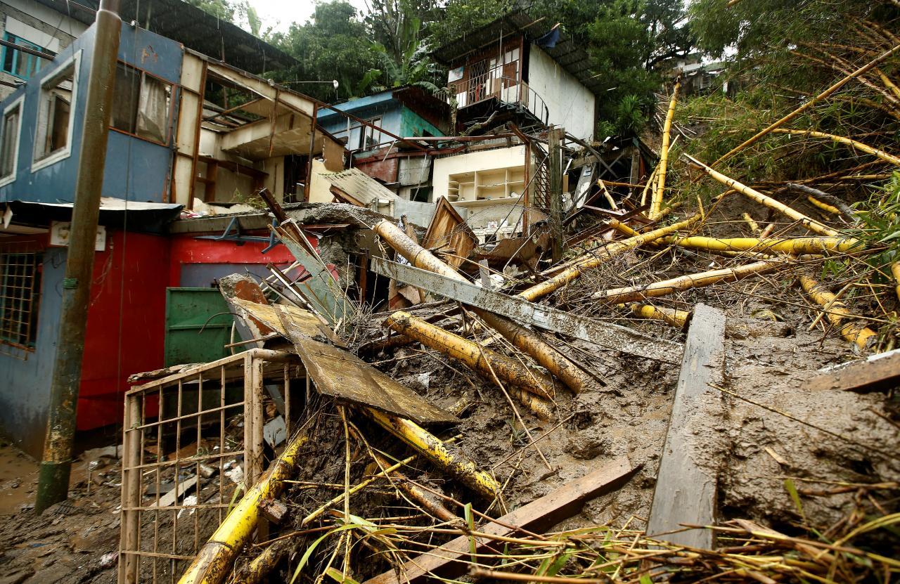 Houses damaged by a mudslide are seen during heavy rains of Tropical Storm Nate that affects the country in San Jose, Costa Rica October 5, 2017