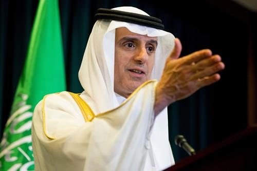 Saudi Arabia Foreign Minister Adel al-Jubeir speaks at a news conference at the Saudi Arabian Embassy in Washington, Friday, June 17, 2016.