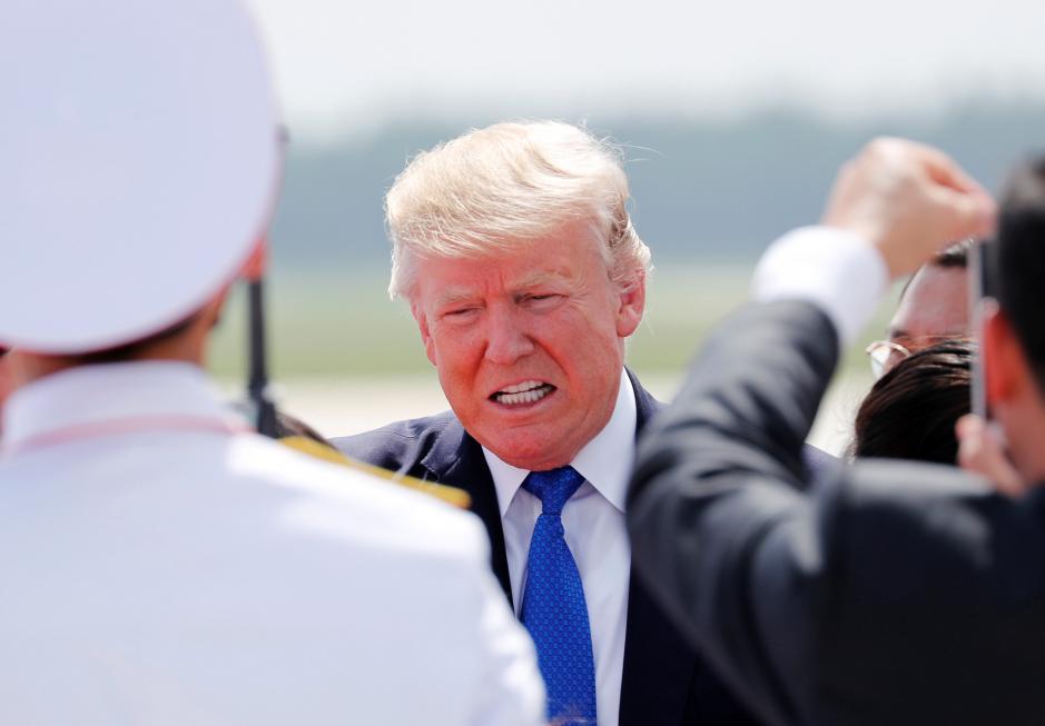 U.S. President Donald Trump arrives at Danang International Airport in Danang, Vietnam, November 10, 2017