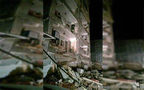 Image after earthquake from collapsed building in West Islamabad, Kermanshah province