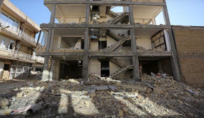 A damaged building is seen following an earthquake in Sarpol-e Zahab county in Kermanshah, Iran