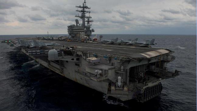 The aircraft carrier USS Ronald Reagan steams the Philippine Sea during Annual Exercise 2017, joint military training between the U.S. Navy and the Japan Maritime Self-Defense Force, in this handout photo taken November 20, 2017