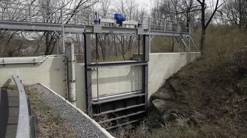 The Bowman Avenue Dam is seen in Rye Brook, N.Y. on March 24, 2016.