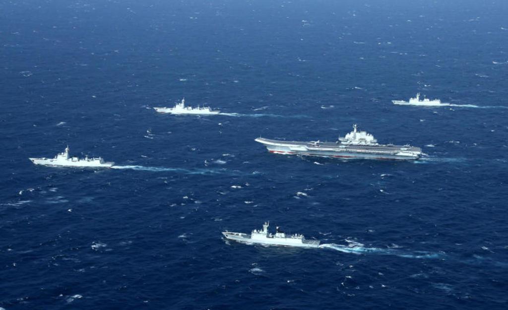  A Chinese navy formation during military drills in the South China Sea
