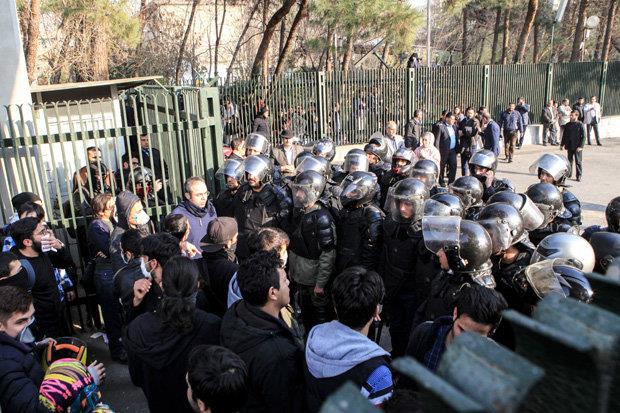  RIOT POLICE Security officers seal Tehran University after unrest on a third day of protests