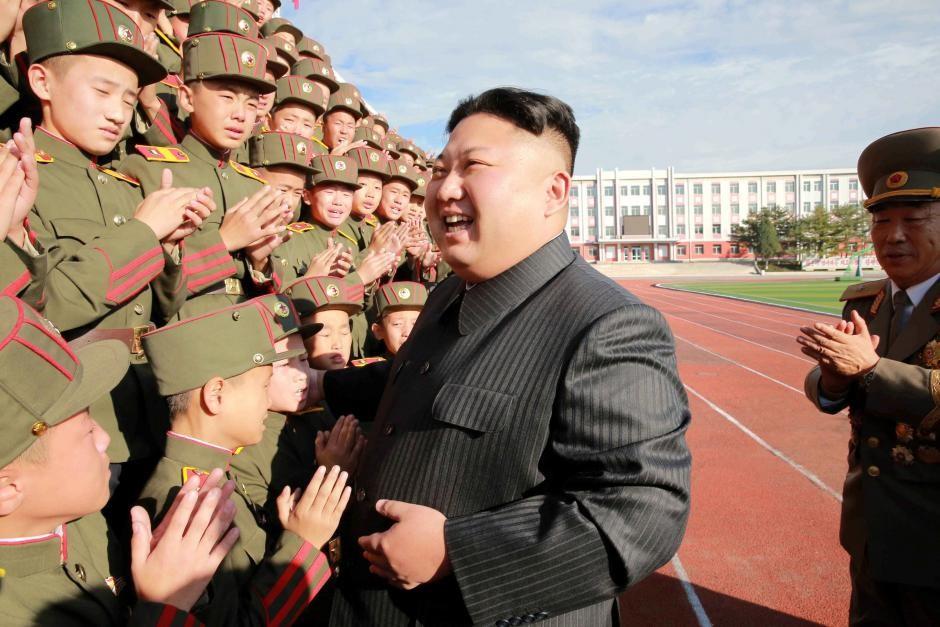 North Korea's leader Kim Jong Un visits the Mangyongdae Revolutionary Academy on its 70th anniversary, in this undated photo released by North Korea's Korean Central News Agency (KCNA) in Pyongyang October 13, 2017