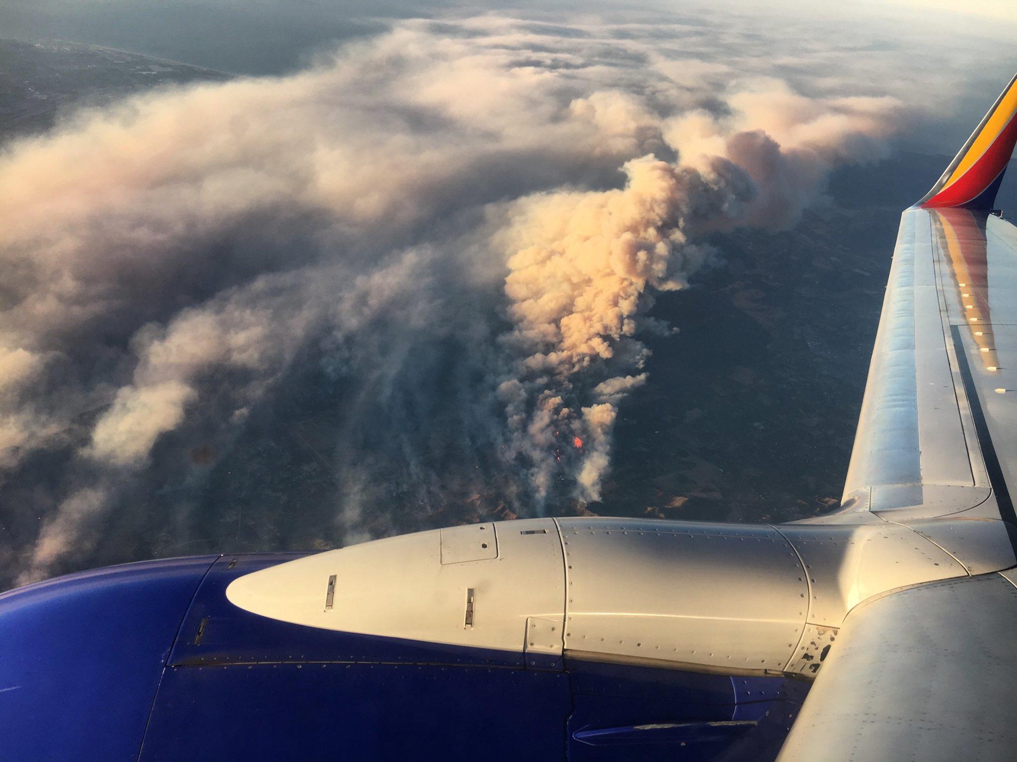 Thomas Fire as seen from my South west Air flight this morning. Ventura Fire California Wild fires