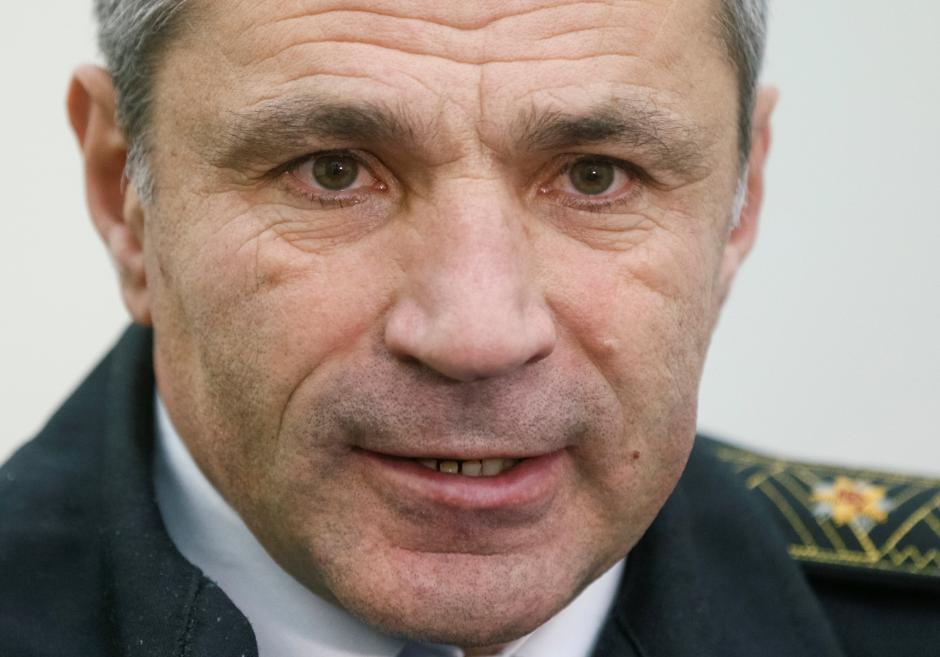 Vice Admiral Ihor Voronchenko, commander of the Ukrainian Navy, speaks during an interview with Reuters in Kiev, Ukraine October 27, 2016
