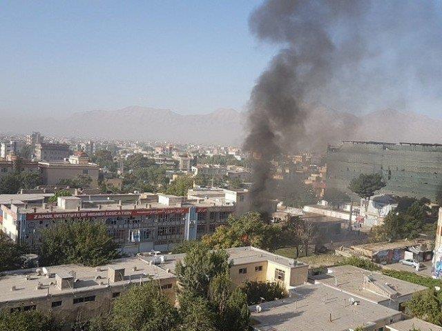 Smokes rising after an explosion at Zawul Institute of Higher Education in Kabul, Afghanistan