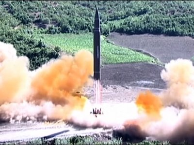 North Korean broadcaster KRT on Wednesday aired of a missile being launched. 