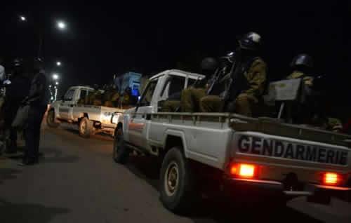 Gendarmerie forces in the capital of Burkina Faso going to the shooting location