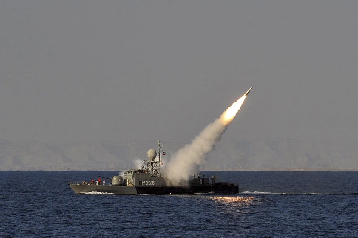 Iranian Navy ship during exercises at the Gulf of Oman in 2012