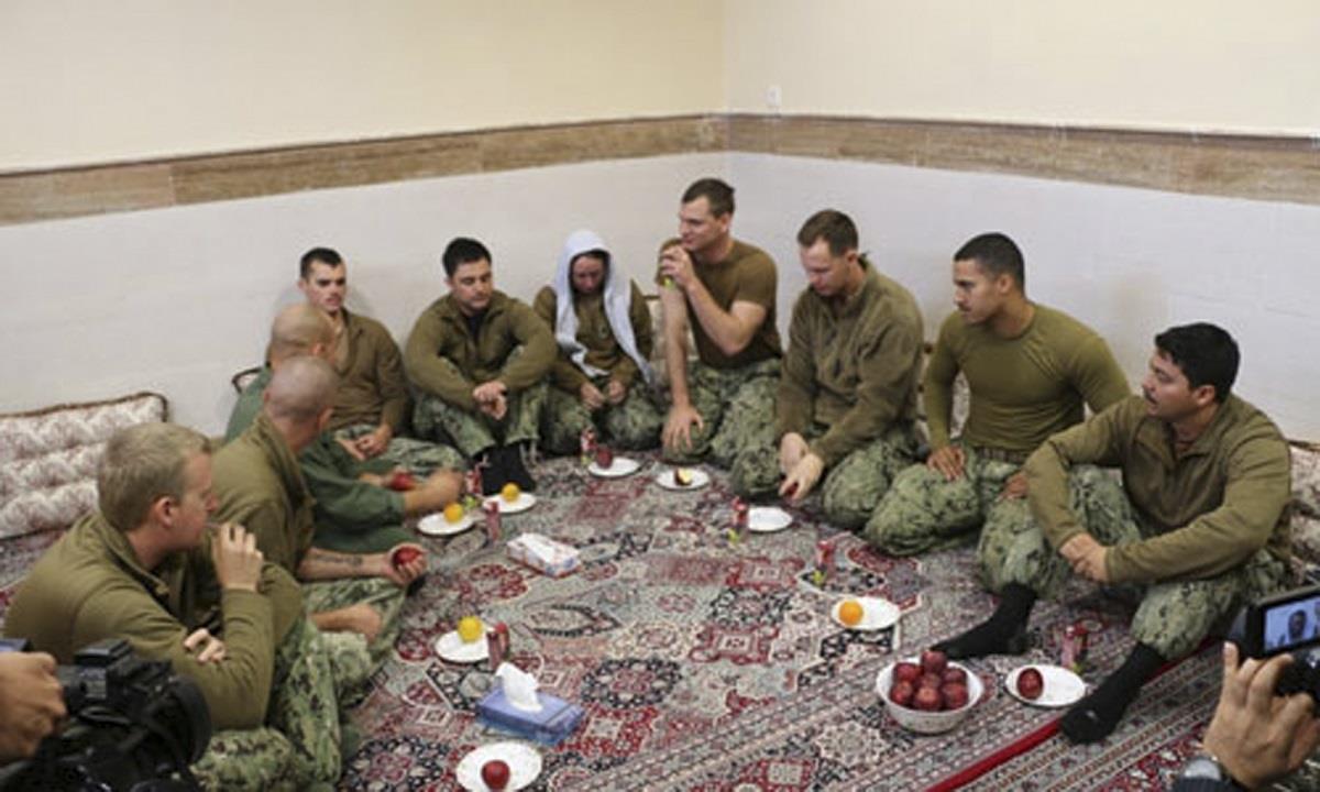 US Sailors pictured by the IRGC after they were captured on January 12, 2016.