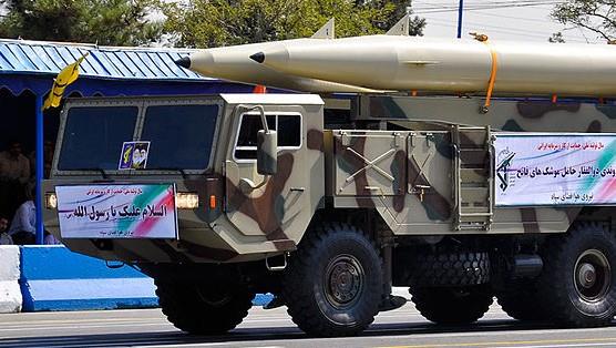  A Fateh-110 ballistic missile, precursor of the Zolfaghar, taken at an Iranian armed forces