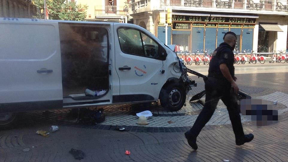 This rented van was driven into the pedestrian walkway killing 13 innocent souls 
