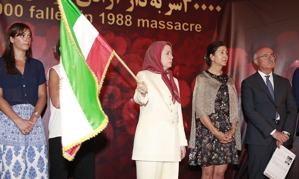  Maryam Rajavi and a number of dignitaries at a ceremoney marking the 29th anniversary of the 1988 massacre of political prisoner in Iran