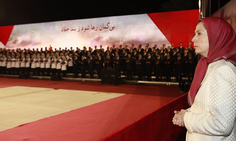 Maryam Rajavi at a ceremony marking the 1988 massacre of 30,000 political prisoners in Iran