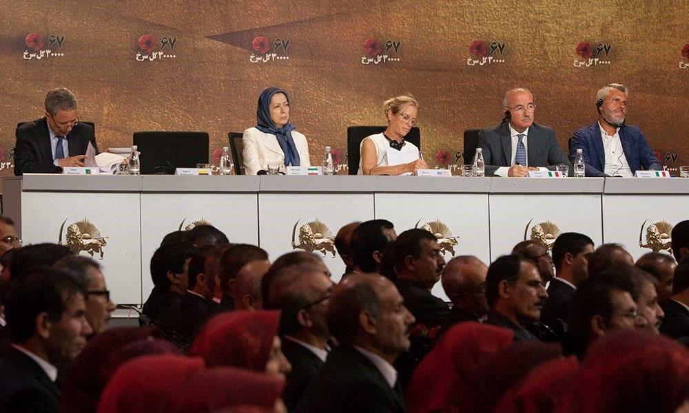 From left, Mr. Taher Boumedra, Mrs. Maryam Rajavi, Ms. Kerry Kennedy , Senator Pietro Liuzzi, Mariano Rabino