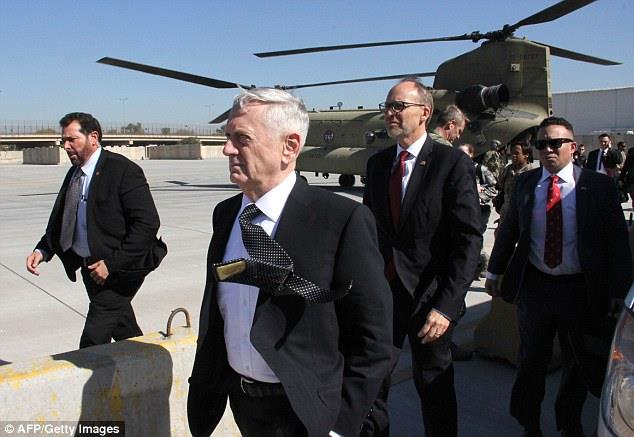 US Defense Secretary Jim Mattis, pictured today in Baghdad