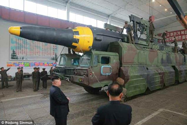 The Hwasong-12 (pictured) is an intermediate-range ballistic missile