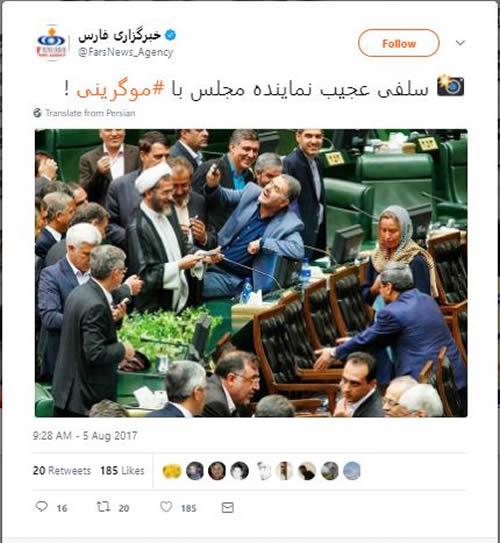 Mogherini was bombarded with MP members who asked to take selfies with her.