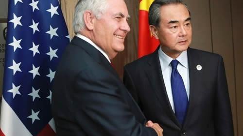 Chinese Foreign Minister Wang Yi and US Secretary of State Rex Tillerson