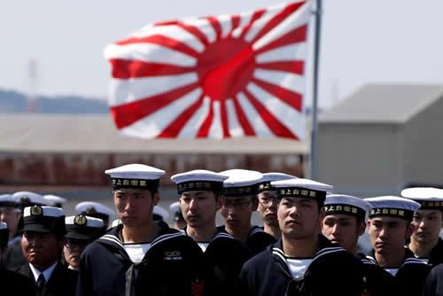 Crew members of the Japan Maritime Self-Defense Force's (JMSDF) 