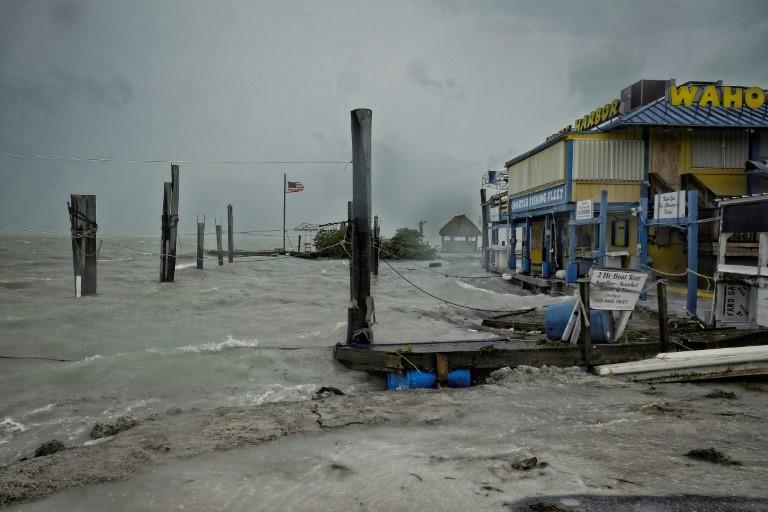 Rough surf damaged the docks at Whale Harbor in the Florida Keys as winds and rain from the outer bands of Hurricane Irma arrive in Islamorada