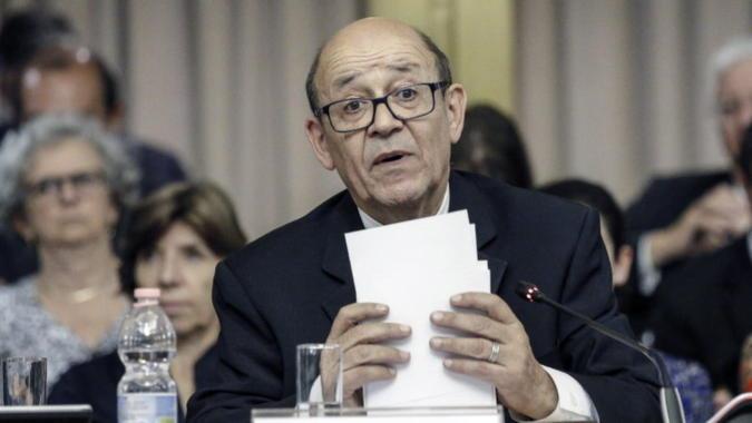 French Foreign Minister Jean-Yves Le Drian attends a meeting with his Russian counterpart Sergei Lavrov in Moscow, Russia September 8, 2017