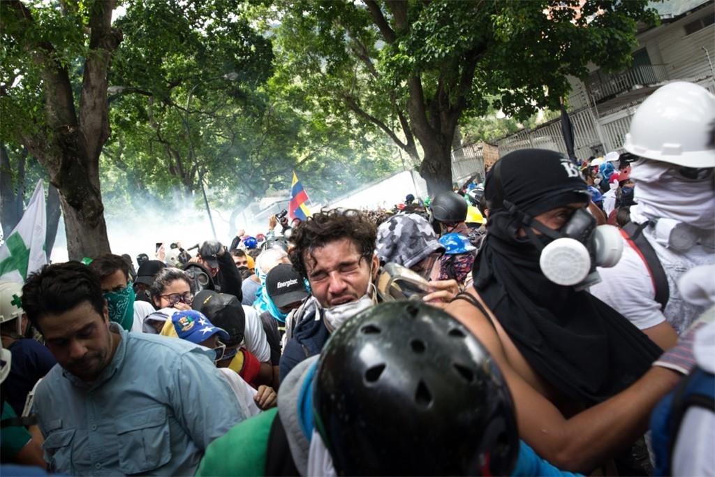 Protesters in La Castellana, a neighborhood in eastern Caracas