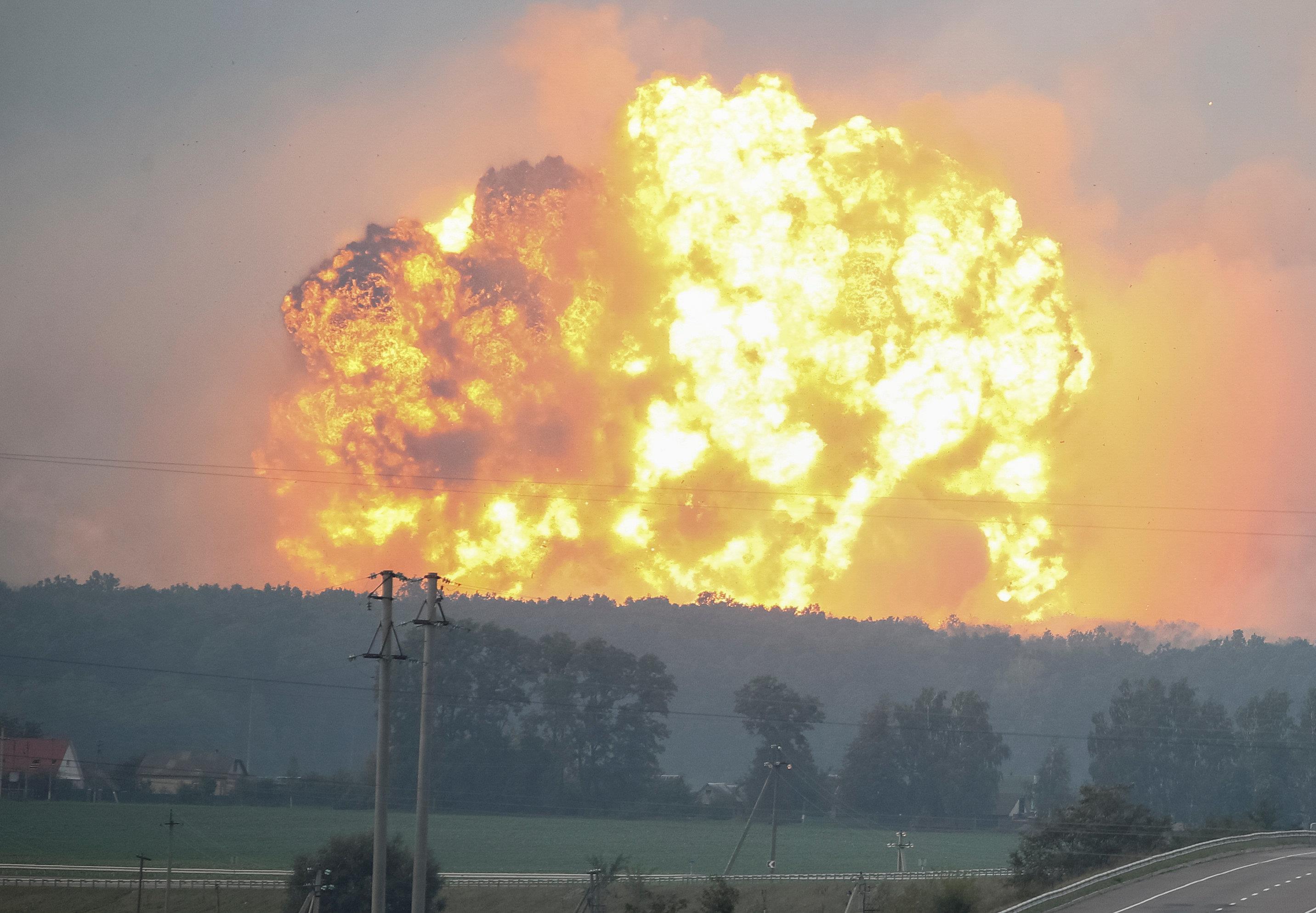 Thousands evacuated in Ukraine as ammunition depot explodes