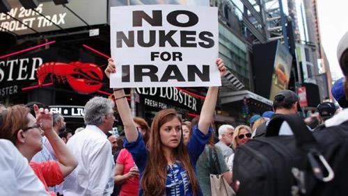 Protesters rally against the nuclear deal with Iran in New York's famous Times Square
