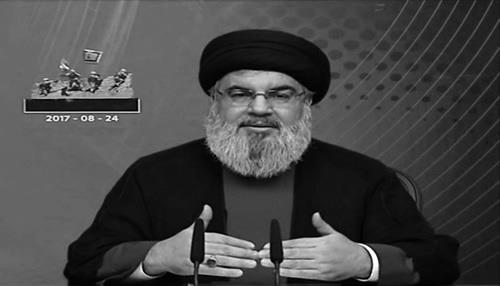 An image grab was taken from Hezbollah’s al-Manar TV on August 24, 2017, shows Hassan Nasrallah, the head of Hezbollah.