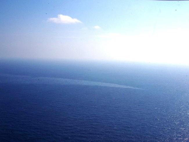 The oil spill from a stricken Iranian tanker Sanchi that sank on Sunday is seen in the East China Sea, on January 17, 2018 