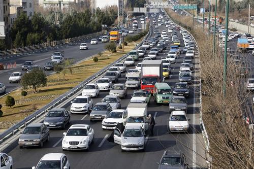 A general view of the traffic on a main highway in Tehran on January 3, 2018.