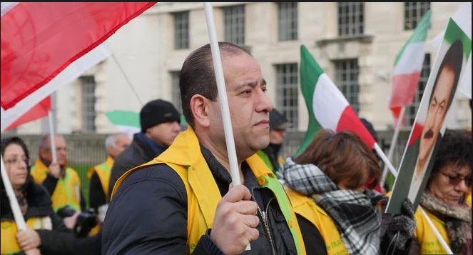 Iranian opposition groups call for UK Prime Minister Theresa May to support protesters in Iran during a demonstration outside Downing Street in London.