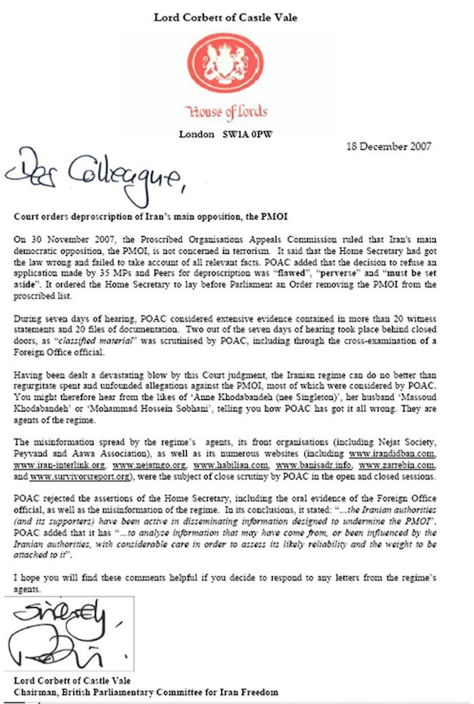 British Parliamentary Committee for Iran Freedom Introduces some Iran’s agents in Europe
