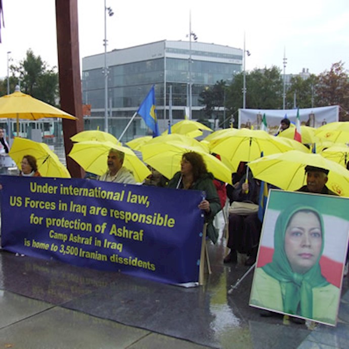 Geneva sit-in, day 56 (8th week)<br>
German human rights figures attended the sit-in to express their support for Ashraf residents