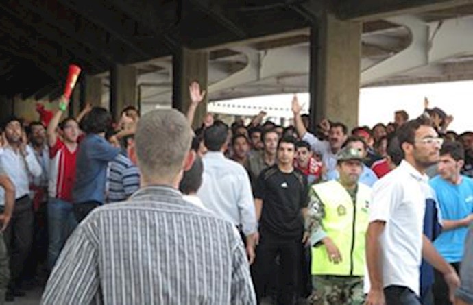 Anti-regime spectators set stadium seats ablaze