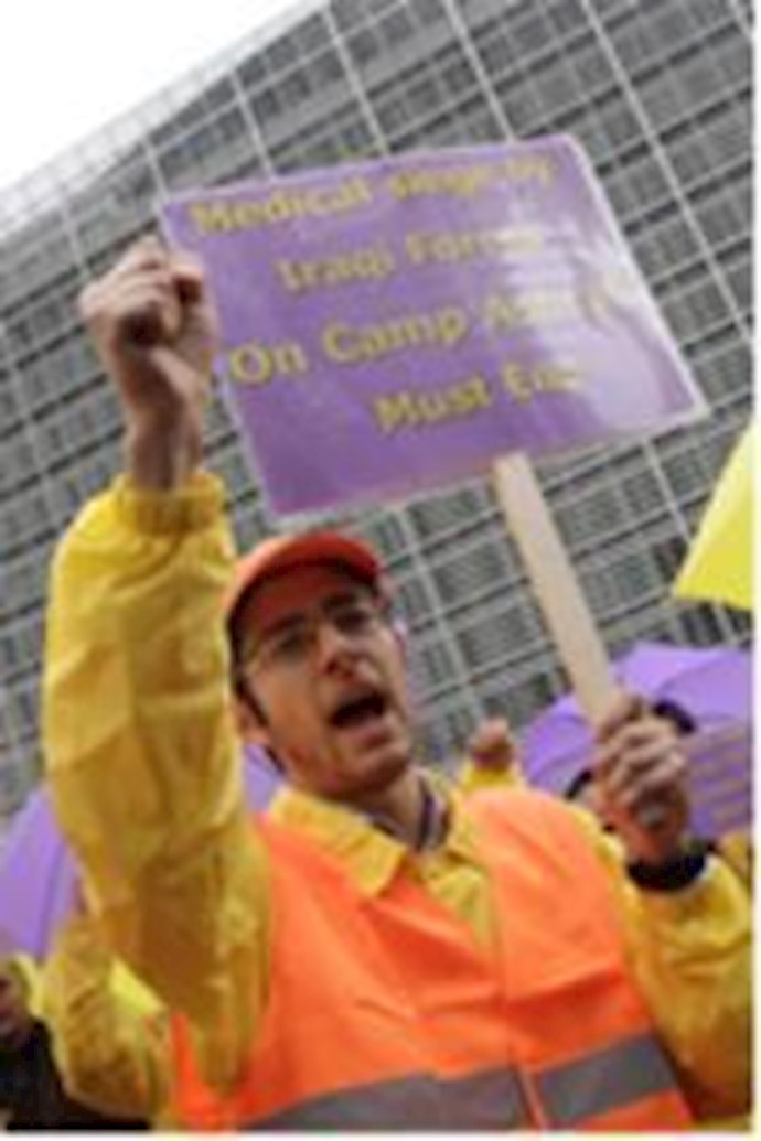 Iranians protest in Brussels for protection of Iranian dissidents in Camp Ashraf