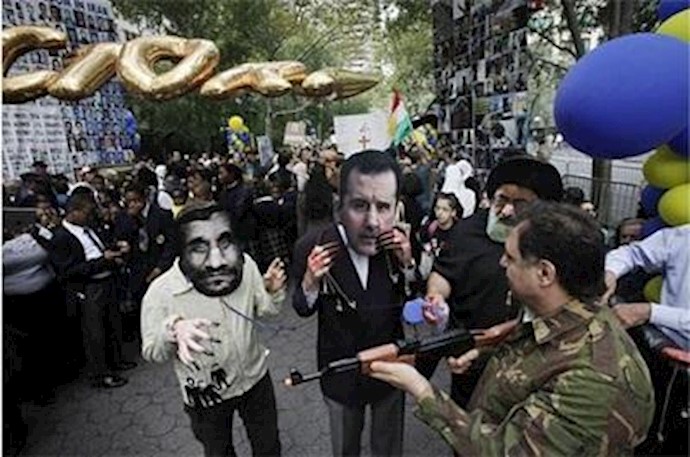 Thousands protest near United Nations over Iranian regime as Ahmadinejad speaks