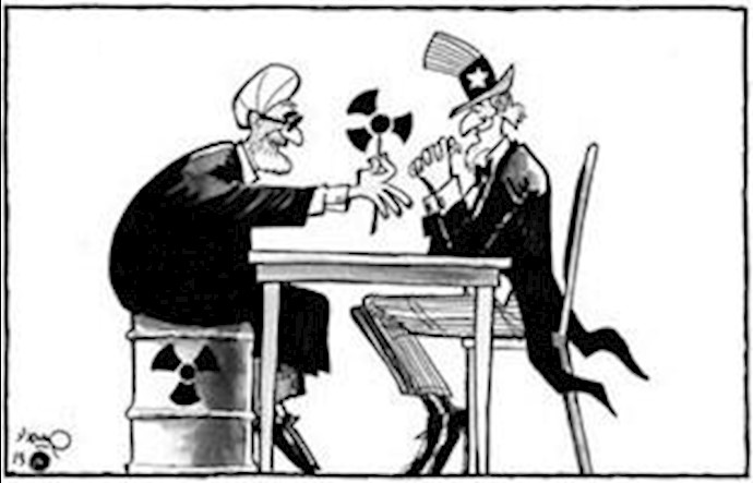 Nuclear negotiation with Iranian mullahs : Cartoon published by Al-Hayat