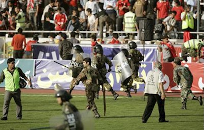 Youths clash with repressive anti-riot police in Tehran during soccer match