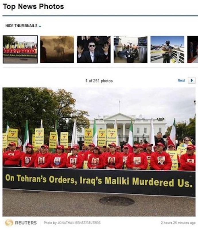 Supporters of Iranian opposition group Mujahedin-e Khalq (MEK rally against Iraq’s Prime Minister Nuri al-Maliki