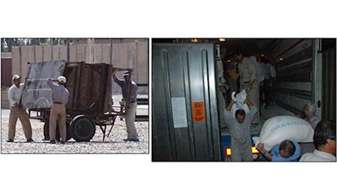 Camp Liberty: Iraqi forces deprive residents of forklift trucks forcing them to carry heavy loads with their hands or on their backs