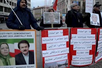 Iranian Resistance supporters demonstrate against the Mullahs’ misogynist rule in Iran