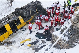 Bus crashes into valley, kills at least 18 in northern Iran